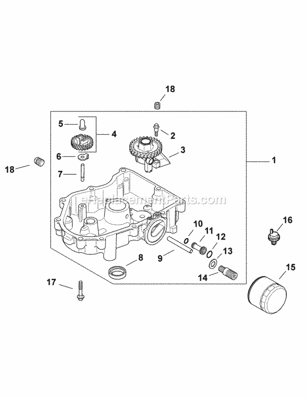 Engine Oil Pan & Filter Diagram and Parts List for FMZ50 17AF4BFP010, 17AF4BFP210, 17AF4BFP009, 17AF4B Cub Cadet Lawn Mower